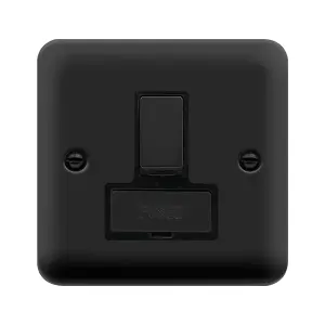 Curved Matt Black 13A Fused Ingot Connection Unit Switched - Black Trim - SE Home