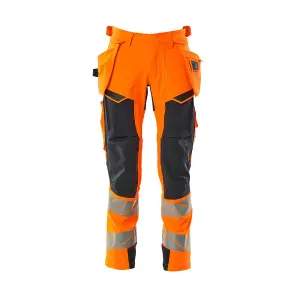 Mascot Accelerate Safe Trousers with Holster Pockets - Hi-Vis Orange/Dark Navy   (38.5) (Leg Length - Long)