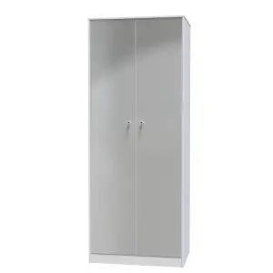 Taunton 2 Door Wardrobe in Uniform Grey Gloss & White (Ready Assembled)