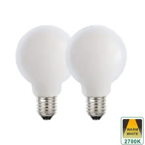 Harper Living 8 Watts G95 E27 LED Bulb Opal Globe Warm White Dimmable, Pack of 2