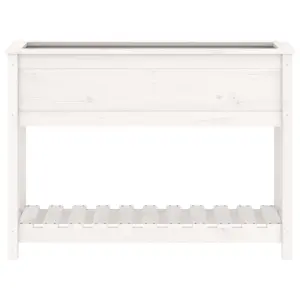 Berkfield Planter with Shelf White 111.5x34.5x81 cm Solid Wood Pine