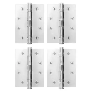 AFIT Polished Chrome Door Hinges - 4 Inch / 102mm  Internal Fire Door Hinges - 2 Pairs