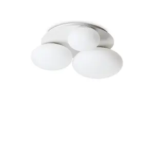 Luminosa NINFEA 3 Light Round DecoratiGlass Flush Ceiling Light White