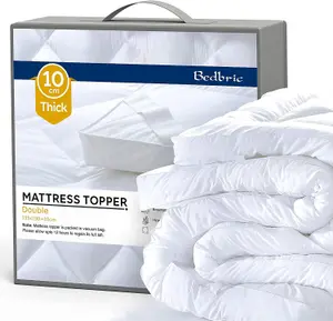 Bedbric White Quilted Microfiber Mattress Topper All Sizes