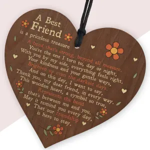 Red Ocean Thoughtful Gift For Best Friend Poem Wood Heart Friendship Gifts For Her Thank You Gifts For Friend