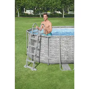 Bestway Power Steel Swim Vista Series™ 18ft x 9ft x 48in Oval Pool Set with Filter Pump