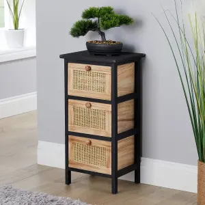 Home Source Mosina 3 Drawer Rattan Storage Chest