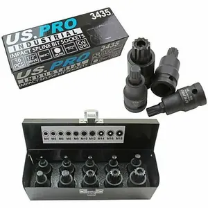 US PRO INDUSTRIAL Tools 10pc 1/2" dr Impact Spline Bit Sockets Set 3435