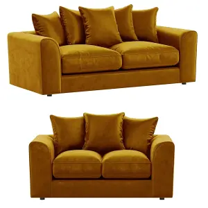 Brooklyn Plush Velvet Fibre Fabric Sofa Set 3 and 2 Seater sofa Gold