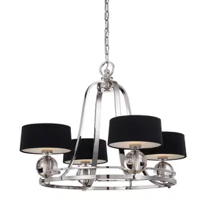 Elstead Gotham Multi Arm Chandelier 4 Light Imperial Silver Finish, G9