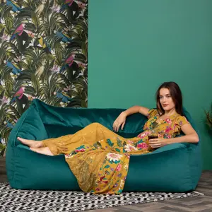 icon Cecilia Bean Bag Sofa Teal Green Giant Velvet Bean Bag Chair