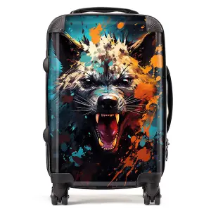 Splashart Angry Hyena Face Suitcase - Cabin