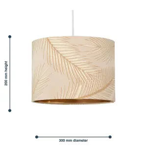 First Choice Lighting Set of 2 Tropica Champagne with Gold Embossed Leaf Detail 30cm Pendant Shades