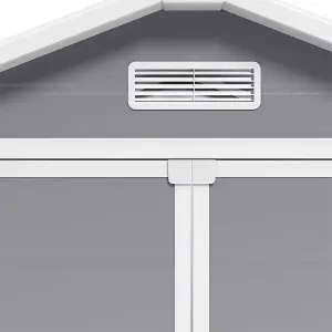 6x4 ft Grey Apex Roof Garden Metal Storage Tool Shed with Floor and Window