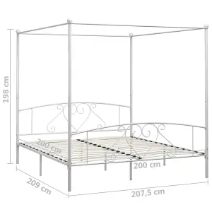 Berkfield Canopy Bed Frame White Metal 200x200 cm