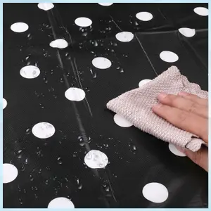 Neel Blue 54"x108" Plastic Tablecloth with Polka Dot Disposable Table Cover - Black