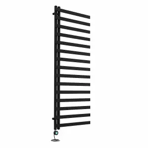 Right Radiators Prefilled Thermostatic Electric Heated Towel Rail Designer Ladder Warmer Rads - 1600x600mm Black