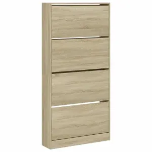 Berkfield Shoe Cabinet with 4 Flip-Drawers Sonoma Oak 80x21x163.5 cm