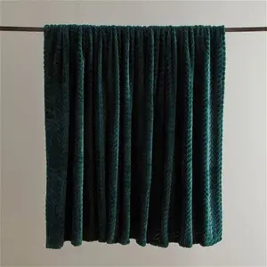 Dunelm Amelia Recycled Throw Blanket, 200cm X 200Cm, Mid Century, Bottle Green