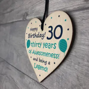 Novelty 30th Birthday Gift Wood Heart Funny Mum Dad Brother Sister Gift Keepsake