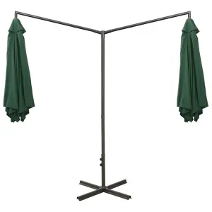 Berkfield Double Parasol with Steel Pole Green 600 cm