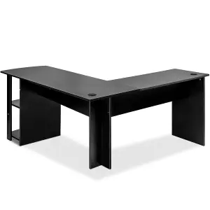 Corner Desk for Home Office L-Shaped Desk Gaming Desk Large Computer Desk Study Gaming Table Workstation, Easy to Assemble (Black)