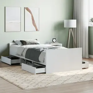 Berkfield Bed Frame with Headboard and Footboard White 90x190 cm