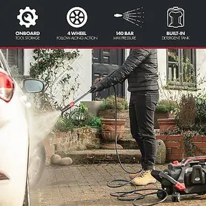 Corded Wired Pressure Washer 1800W Power Washer for Car, Patio, Garden, Fences, Jet Wash w/ Accessories, 140 Bar Max