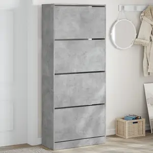 Berkfield Shoe Cabinet with 4 Flip-Drawers Concrete Grey 80x34x187.5 cm