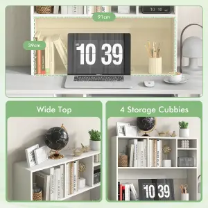 Costway Desktop Bookshelf Tabletop Display Rack Storage Organizer w/ 4 Cubbies