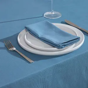 Homescapes Airforce Blue Cotton Round Tablecloth 178 cm