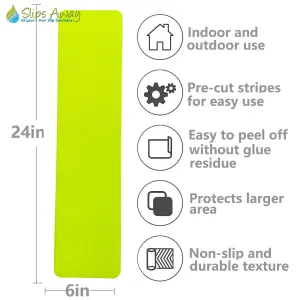 Anti Slip Tape Tread Cleats Pre Cut Tiles 150mm x 610mm -  FLUORESCENT YELLOW