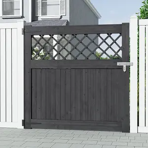 120cm W x 2.3cm D x 120cm H Grey Rhombus Garden Wood Fence Gate, Assembly Required Wooden Door