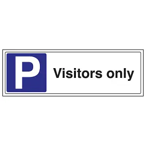 Visitors Only Workplace Parking Sign - Rigid Plastic - 300x100mm (x3)