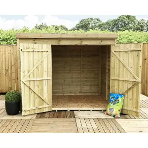 7 x 5 Pressure Treated T&G Pent Wooden Bike Store / Wooden Garden Shed + Double Doors (7' x 5' / 7ft x 5ft) (7x5)