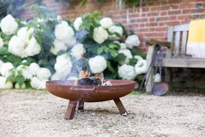 Primrose Corten Steel Fire Bowl With Round Legs 60cm Round