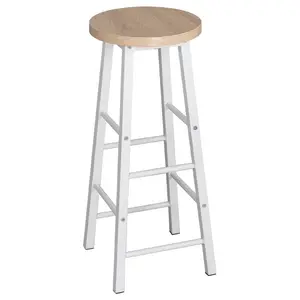 Haydenville Upholstered Counter Stool with Metal Frame (Set of 2) White / Light Oak