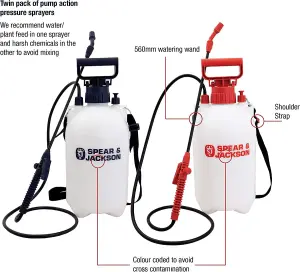 Spear & Jackson 5LPAPSTWIN 5 Litre Pump Action Pressure Sprayer - Twin Pack