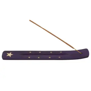 Something Different Wood Star Incense Ash Catcher Purple/Gold (One Size)