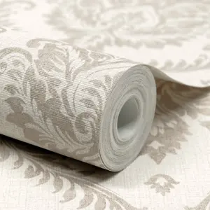 Grandeco Classical Grand Damask Textured Wallpaper, Neutral