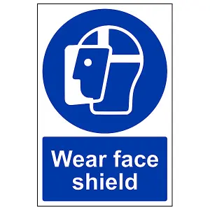 Wear Face Shield Mandatory PPE Sign - Rigid Plastic - 300x400mm (x3)