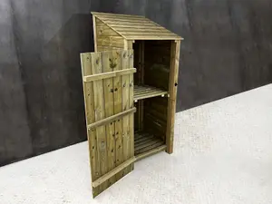 Wooden Premium Tongue & Groove Log Store (W-79cm, H-180cm, D-88cm) With door, With Kindling Shelf