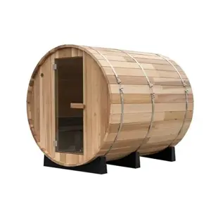 Fonteyn Panorama Barrel Sauna 1800 Outdoor Sauna with Rustic Hemlock Wood Suitable for up to 4 People