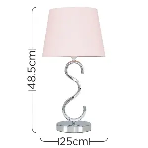 ValueLights Cabonna Sleek Design Chrome Touch Table Lamp with Pink Tapered Light Shade with 5w Dimmable LED Candle Bulb