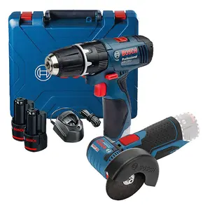 Bosch GSB 120-LI 12v Combi Hammer Drill 2 Speed 2x2ah +GWS 12V-76 Angle Grinder