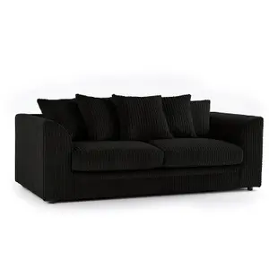 Chicago Jumbo Cord 3 Seater Sofa Black