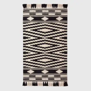 Homescapes Dinan Black & White Kilim Cotton Rug 240 x 300 cm