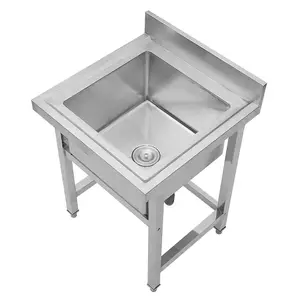 95cm H 1 Compartment Commercial Floorstanding Chrome Effect Stainless Steel Kitchen Sink