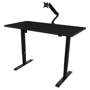 Dellonda Black Electric Adjustable Standing Desk, Quiet, Home Office, 1400x700mm