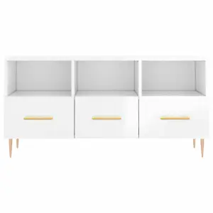 Berkfield TV Cabinet High Gloss White 102x36x50 cm Engineered Wood